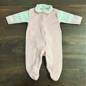 Vintage Healthtex one piece pink white sleeper Size Small 0-3 months